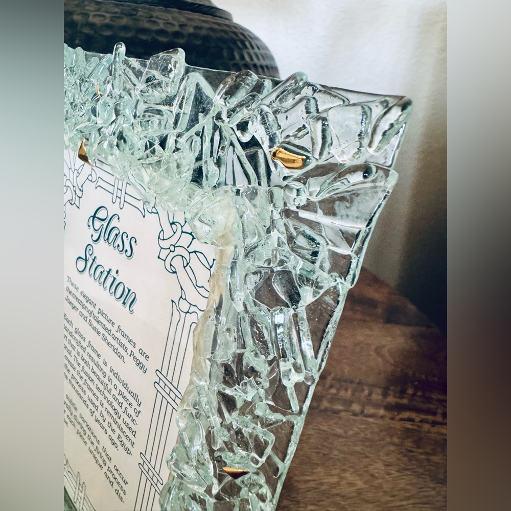 Vintage 5x7 fused glass frame handcrafted one of a kind gift wedding pictures - Picture 2 of 10